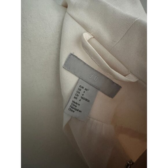 H&M Cream Long Sleeve Blazer Jacket Size 4 - Picture 2 of 5